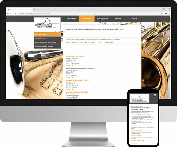 Homepage & Webdesign Blasmusikverband